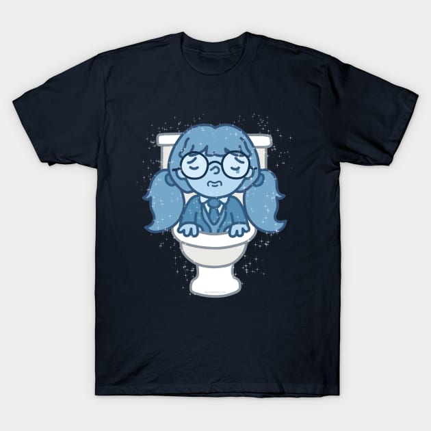 Sad Toilet Ghost Girl T-Shirt by beckadoodles